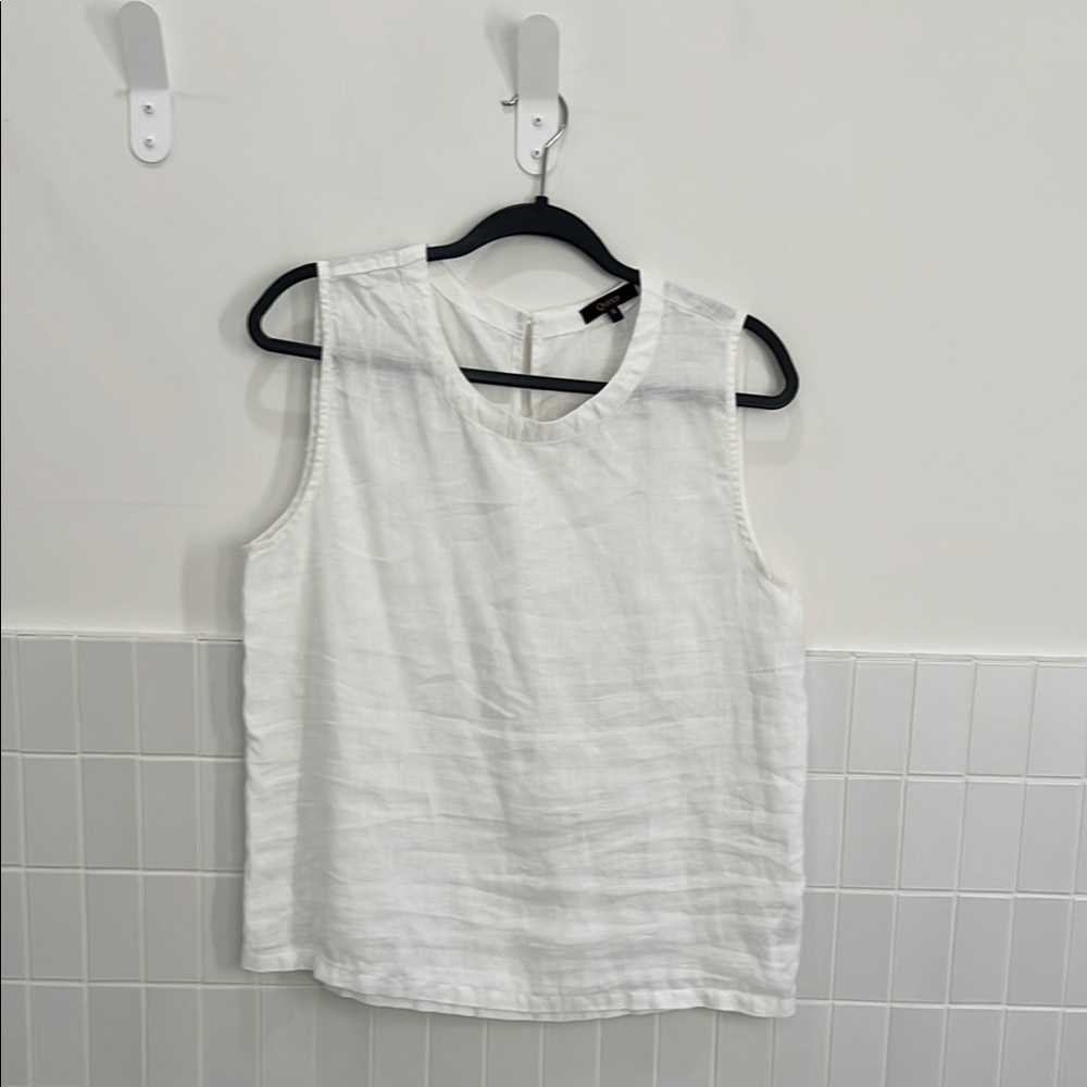 Quince White Boxy Sleeveless Tank Top